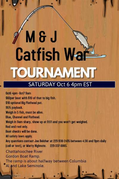 M&J Catfish War Tournament Set for Oct.