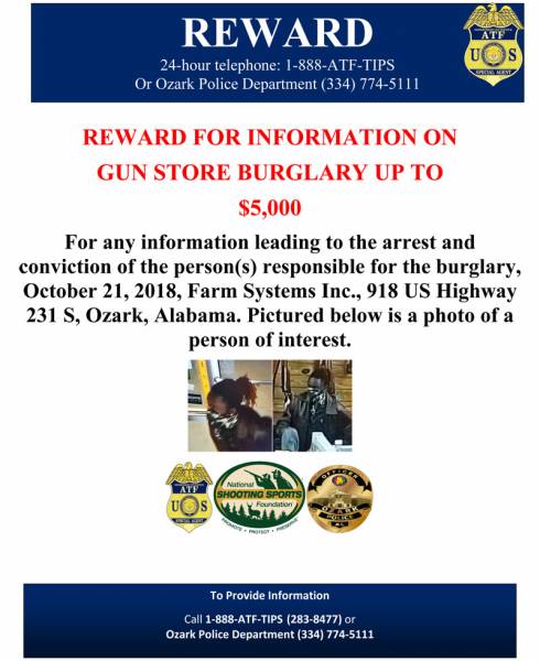 ATF Offers Reward in Gun Store Burglary