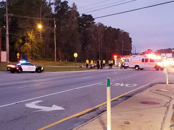 UPDATED at 7:00 AM.  HAPPENING NOW.  Motorcycle Wreck Serious On Ross Clark Circle