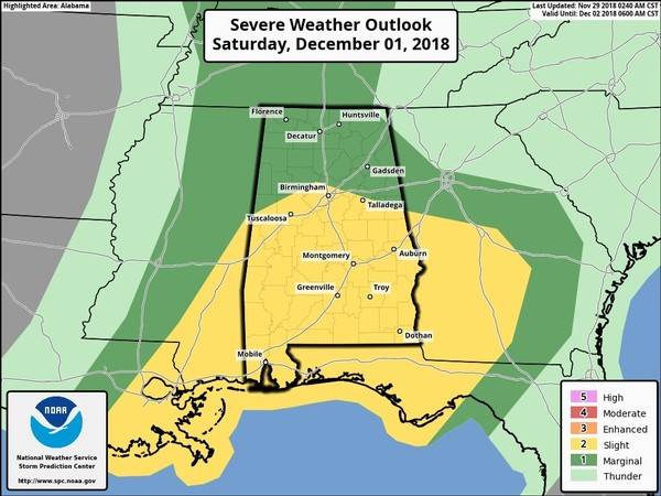 The Potential for Strong to Severe Storms Possible in Alabama both Friday and Saturday