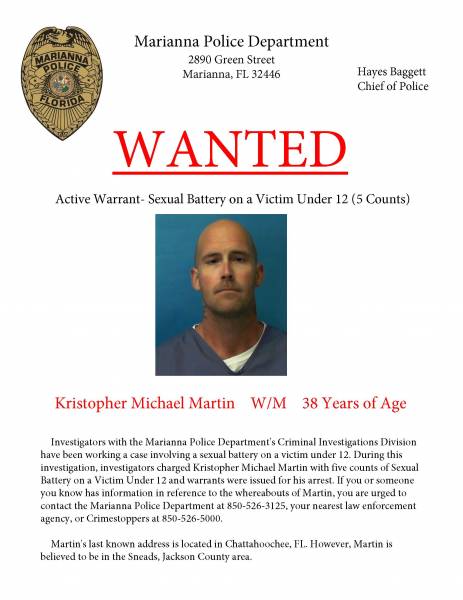 Wanted by Marianna Police Department
