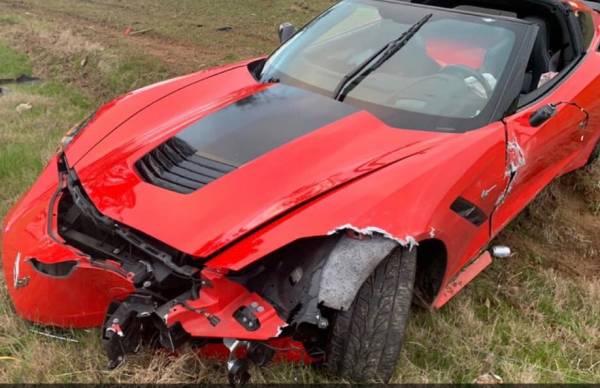 UPDATED @ 9:11 PM With Pictures    Corvette Totaled In 1100 Block of West Saunders Road