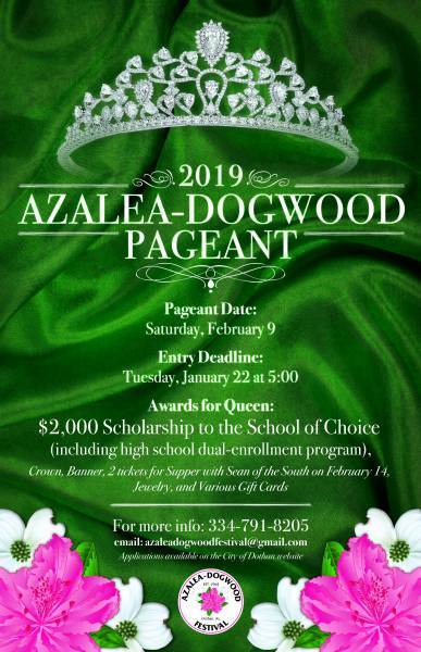 UPDATED: 2019 Azalea-Dogwood Festival Pageant Registration Ends January 22nd
