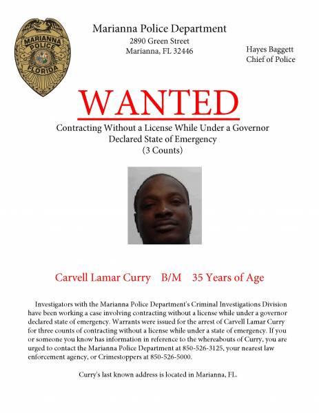 Wanted by Marianna Police Department