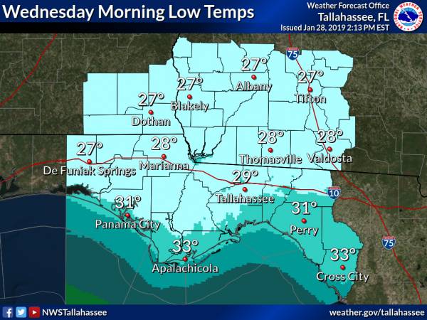 Strong Cold Front on Tuesday, Cold Temperatures Wednesday Morning