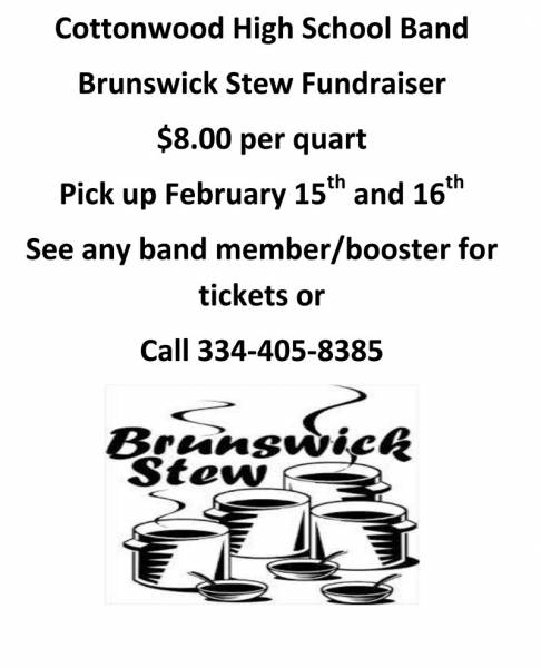 The Cottonwood High School Band is having their annual Brunswick Stew Sale Fundraiser