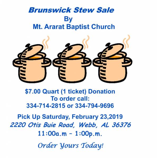 Mt. Ararat Baptist Church to Host it’s Brunswick Stew Sale