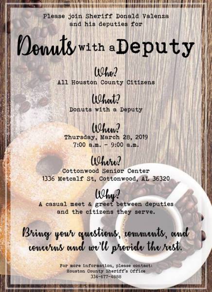 Donuts with a Deputy on March 28th in Cottonwood