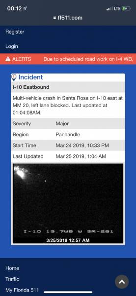 01:13 AM. Eastbound On I-10 In Santa Rosa County Fl Major Vehicle Crash