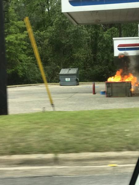 1:41 PM.. Gas Pump Catches Fire at Cottonwood and Third