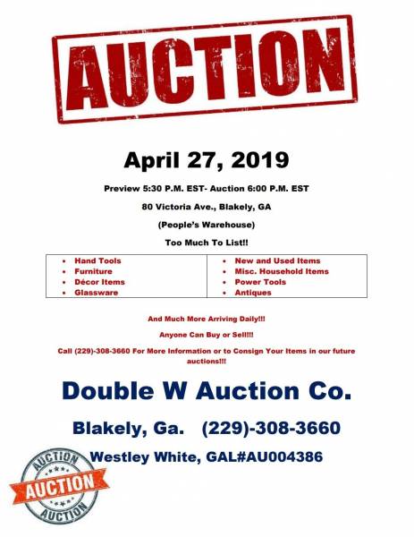 Auction Set for April 27th in Blakley