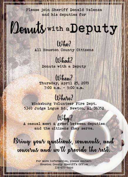 Donuts with a Deputy Set for April 25th