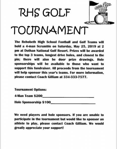 Rehobeth High School to Host Golf Tournament Tomorrow