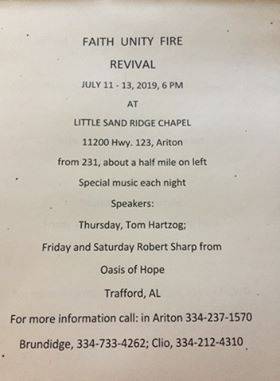 Revival Set for July 11th-13th in Ariton Alabama