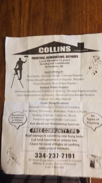 Watch out for Collins Home Repair