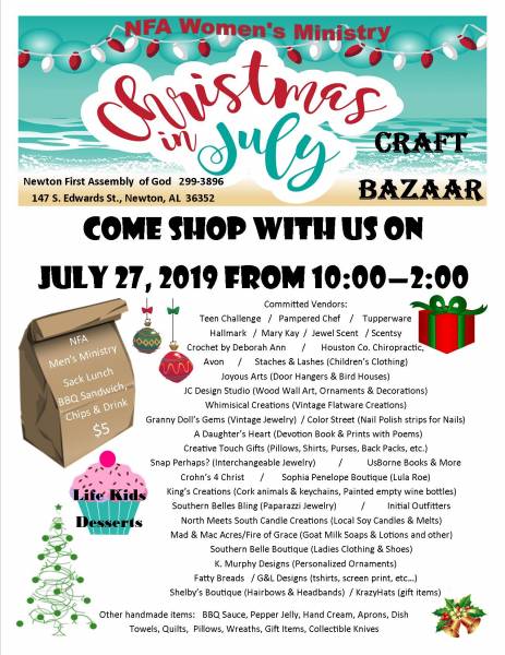 Christmas in July Craft Bazaar July 27th