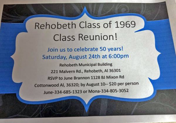 Rehobeth Class of 1969 Class Reunion set for August 24th