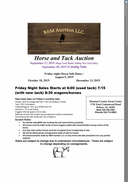Horse and Tack Auction August 9, 2019
