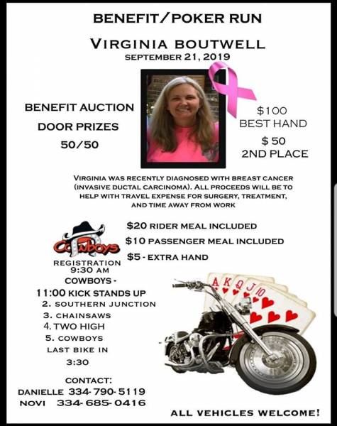 Benefit/Poker Run For Virginia Boutwell