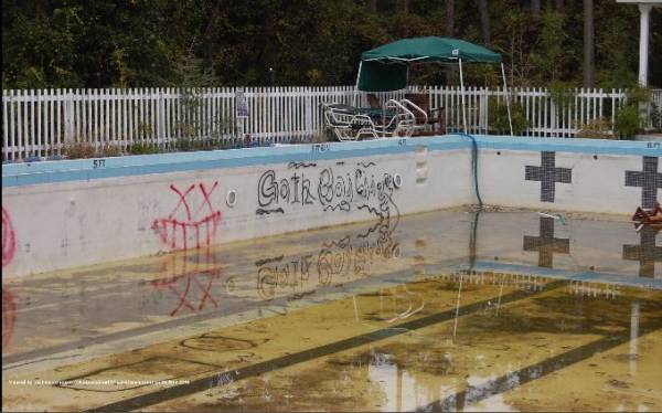 Vandals Target Abandoned Pool and Pool House