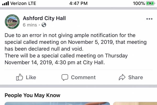 Ashford Town Council ADMITS - Actions Of Tuesday Night Are Null and Void :  Possible Racial Discrimination