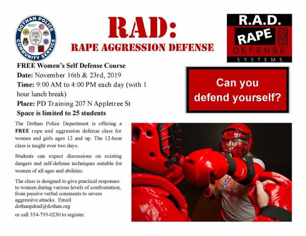 R.A.D. Class Set for Nov. 16th & 23rd