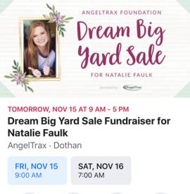 Dream Big Yard Sale for Natalie Faulk