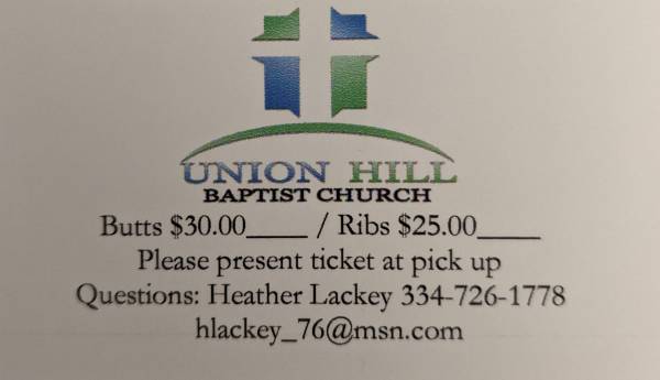 Union Hill Baptist Church Butt Sale