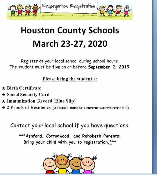 Houston County Schools Kinderarten Registration
