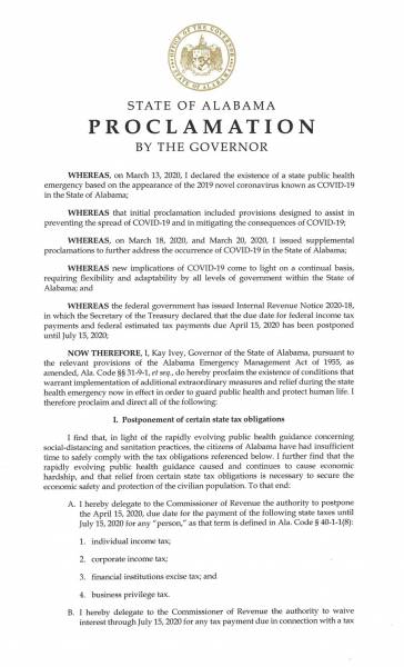 Alabama Govenor Signs Proclamation