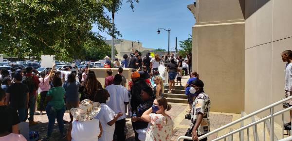 1:00 PM... Protestors Gather at the Houston County Court House