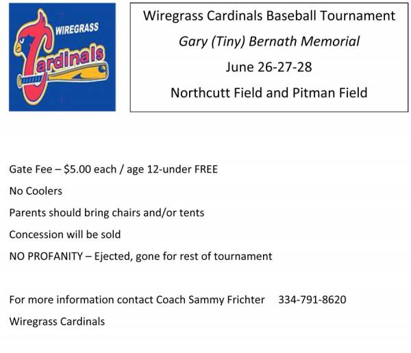 Wiregrass Cardinals Baseball Tournament