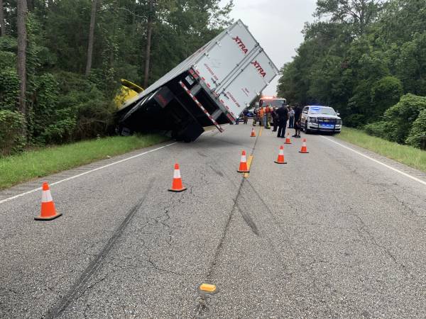 UPDATED @ 8:05 PM.  2:47 PM.  Semi and SUV Crash Highway 134 east Behind Dothan Airport