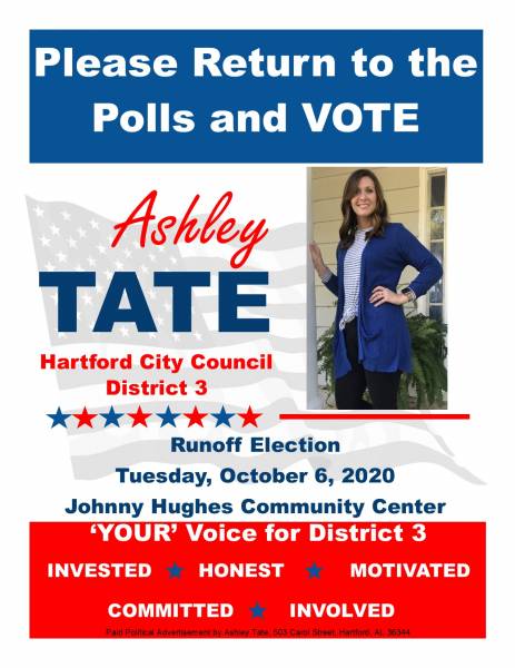 Vote Hartford's Ashley Tate on October 6, 2020!