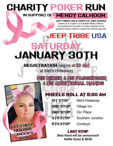 Charity Poker Run for Wendy Calhoon Set for January 30th