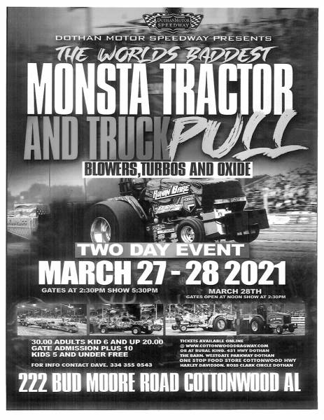 Monsta Tractor and Truck Pull Set for March 27th and  28th