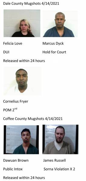 Dale County /Coffee County Mugshots 4/14/2021
