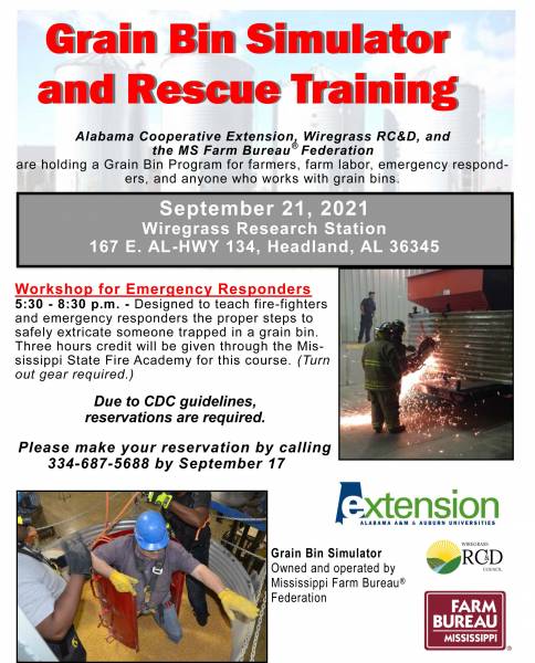 Grain Bin Rescue Training for Firefighters- Headland Research Station Sept 21