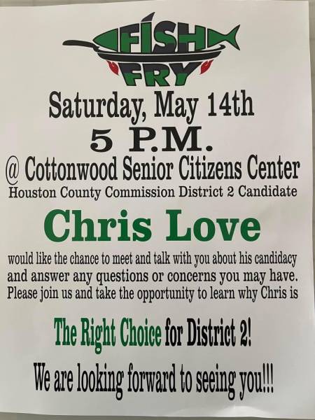 Commission Candidate to Hold Fish Fry in Cottonwood.