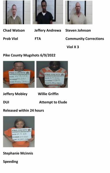 Dale County/Coffee County/Pike County Mugshots 6/9/2022