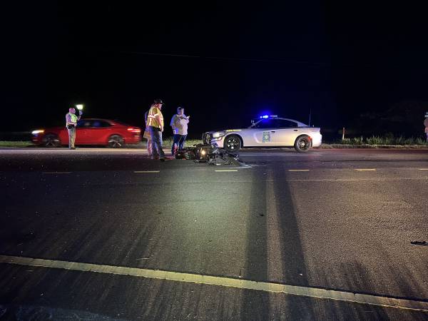 10:34 PM.  Motorcycle Accident On Highway 84 West