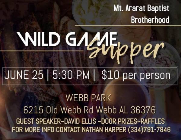 Wild Game Supper Tonight in Webb
