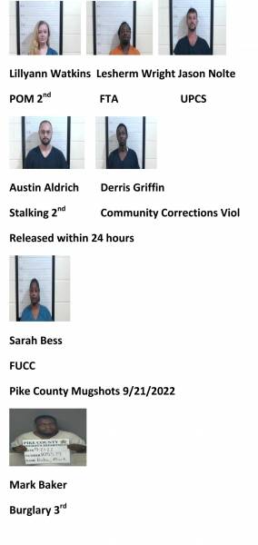 Dale County/Coffee County/Pike County/Barbour County Mugshots 9/21/2022