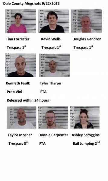 Dale County/Coffee County/Pike County/Barbour County Mugshots 9/22/2022