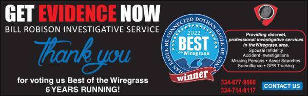 Bill Robison Thanks You for Your Continued Support - Best of the Wiregrass 6 Years Running!!