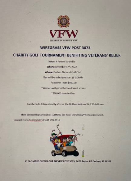Wiregrass VFW Post 3073 Charity Golf Tournament