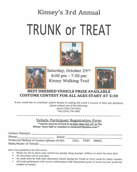 Kinsey to Hold Trunk or Treat