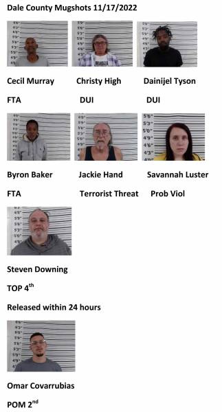 Dale County/Coffee County/Pike County /Barbour County Mugshots 11/17/2022