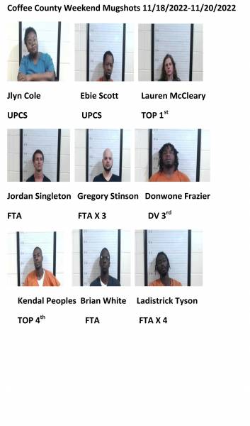 Dale County/Coffee County/Pike County /Barbour County Weekend Mugshots 11/18/2022-11/20/2022