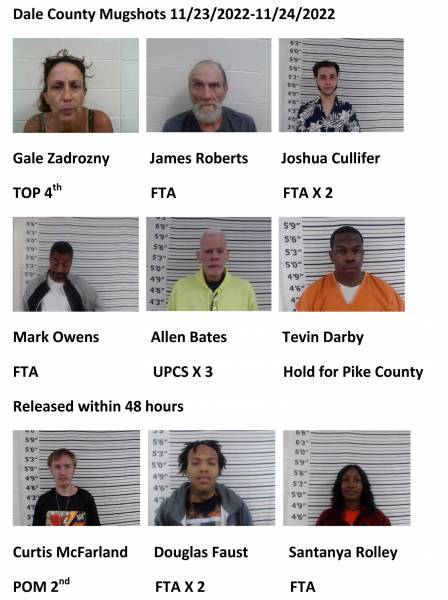 Dale County/Coffee County/Pike County /Barbour County Mugshots 11/23/2022-11/24/2022